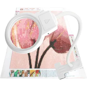 LED Magnifying Lamp for  Painting Tools, 4X & 6X Magnifier LED Light with Clip and Flexible  for 5D  Painting and  Stitch Tool Accessory Magnifier Lamp, White...