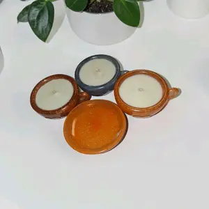 Cafecito Scented Candle with Resin Cup and Saucer Holder - Espresso Fragrance Aroma Light, Coffee Lover Home Decor Room Freshener