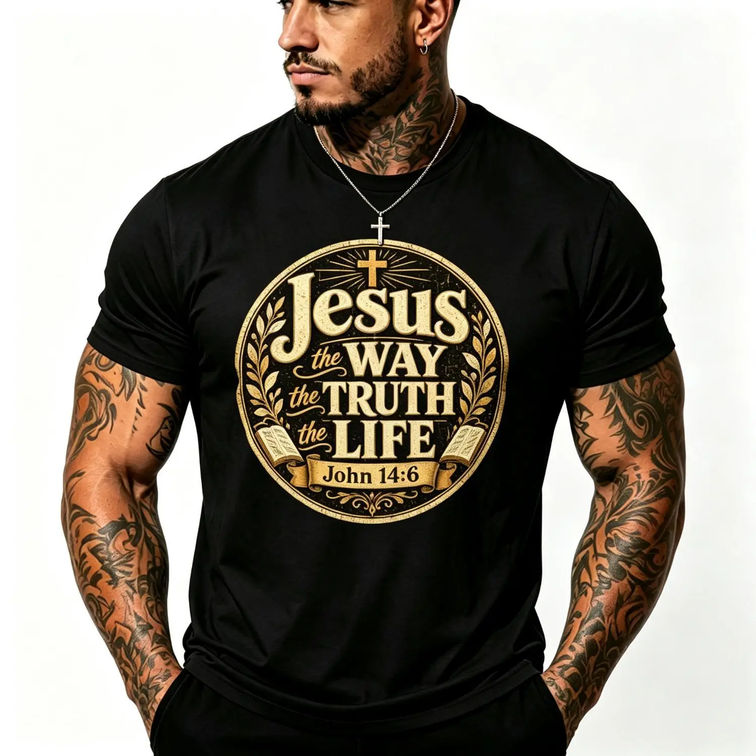 Jesus The Way Truth Life John 14 6 Scripture Faith Christian Unisex T Shirt Religious Inspirational Vintage Graphic Tee Faith Based Church Gift