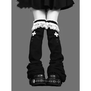 Y2k Lace Knee Length Flare Leg Socks Kawaii Leg Warmers Harajuku Gothic Lolita Women Leg Cover Boots Socks