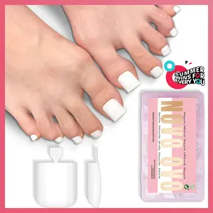 NOVO OVO Press On Nail Sets for Toes, Milky White Soft Gel Tips, Sharp Square Full Cover for DIY Pedicure, 240 Pcs, 15 Sizes, Beauty Products