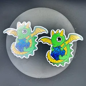 Dragon holding D20 sticker