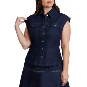 ELOQUII Women's Plus Size Structured Denim Vest