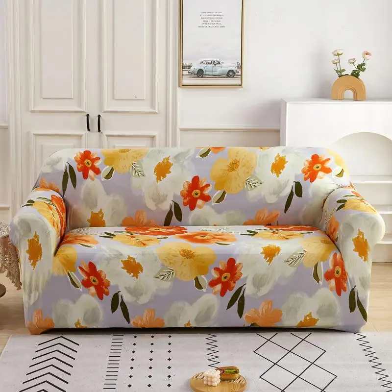 Couch Cover for Decor, 1 Count Floral Print Design Sofa Slipcover, Non-slip Furniture Cover for Living Room Decor Sofa Couch, Home Decorations, Apartm