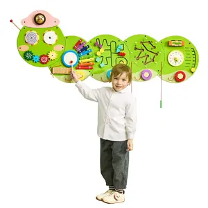 VEVOR Caterpillar Activity Wall Busy Board Panels,  , 12 Activities, Montessori Sensory Wall Toy for Kids 3-12 Years, Montessori Learning Activity Center, Ideal for Toddler Playroom Nursery Classroom