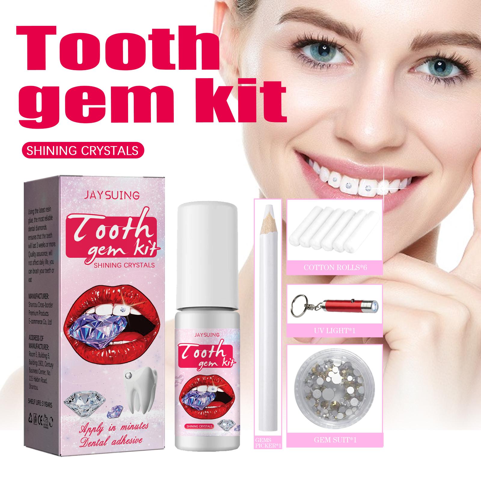 TikTok Shop Teeth Gems Kit  Detachable Easy Install Crystal Tooth Jewels Shiny Stickers for Daily Use Party Accessory
