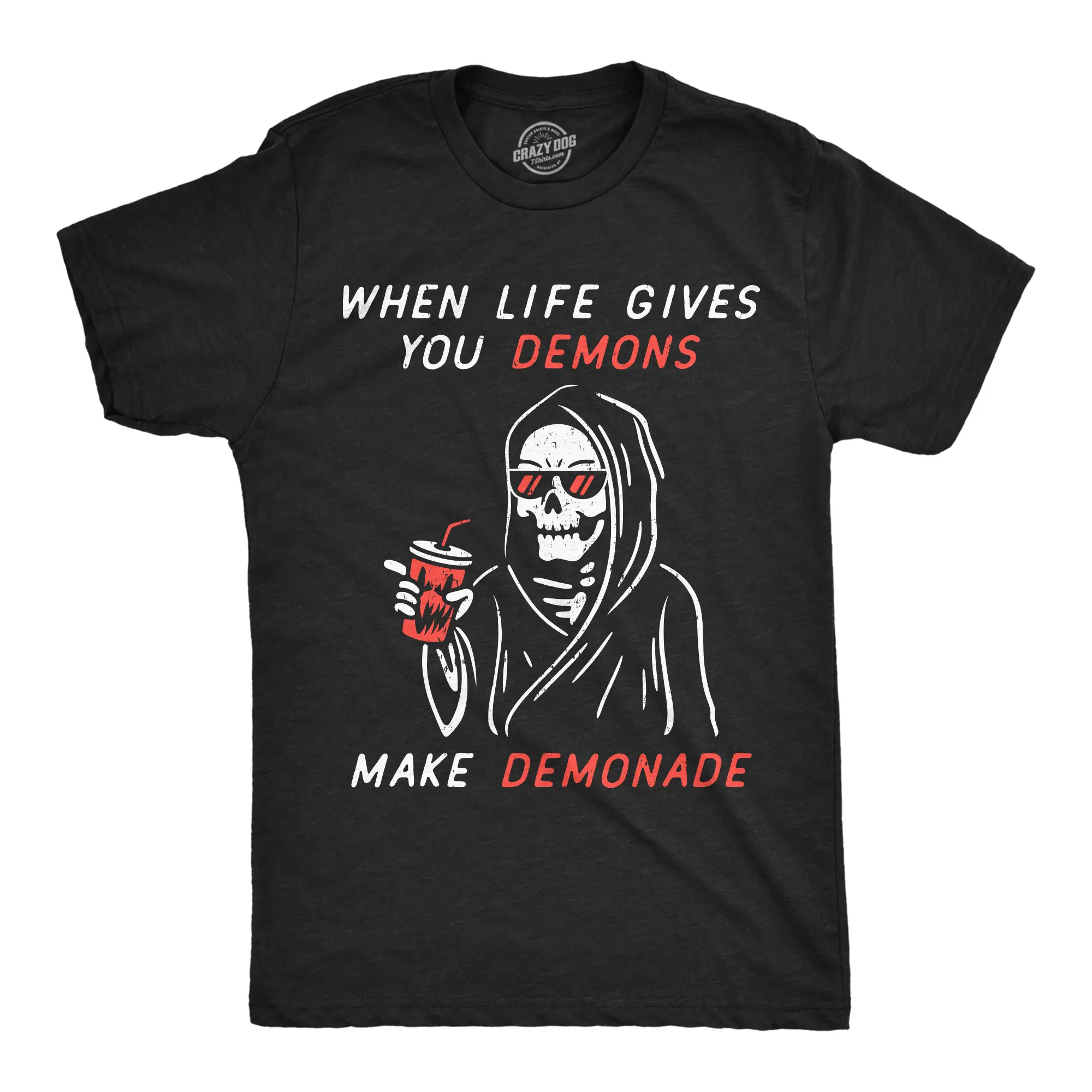 Mens Funny T Shirts When Life Gives You Demons Make Demonade Sarcastic Graphic Novelty Tee for Men Mens Funny T Shirts Cool Vintage Fashion T-Shirt Gift Classic Menswear Halloween Apparel for Men Funny Black -
