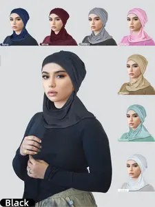 Women's Elegant Solid Color Scarf Hat Turban Hijab, Soft Skin-Friendly Material, Multi-Color Options, Perfect for Religious Occasions & Daily Wear