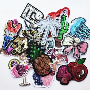 24pcs Sequins Patches Embroidery Mix Patterns Iron On/Sew On Applique for Clothes Backpacks T-Shirt Jeans Skirt Vests Scarf Hat Bag (Style 5)