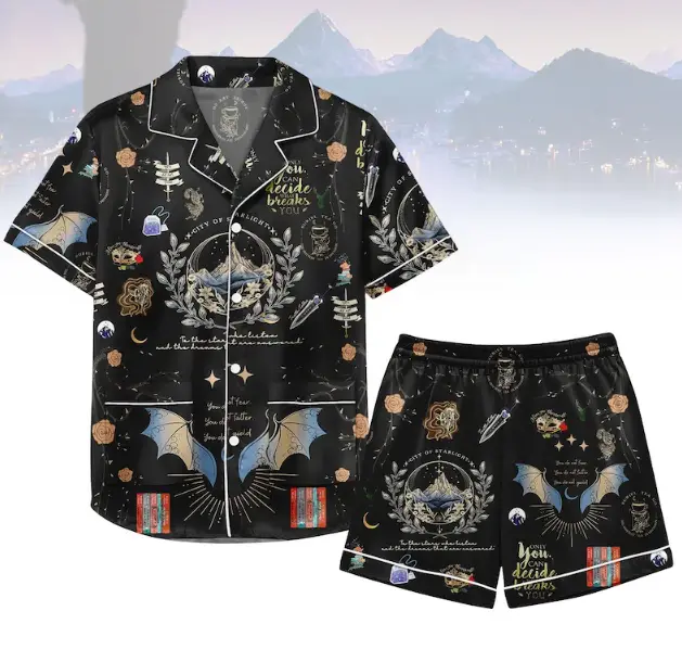 Velaris City Of Starlight Satin Pajamas, Acotar Pajamas Shorts, Sarah J Maas Women Pajamas, Gifts For Acotar Fans, Book Lovers