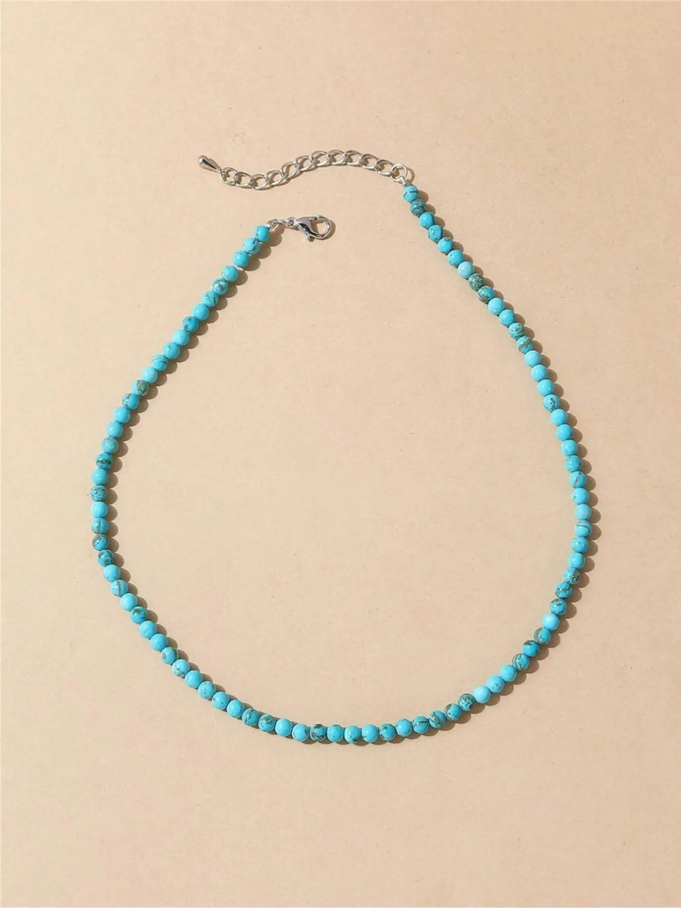 Turquoise Texture Beaded Necklace, Fashionable Beaded Necklace for Women & Men, Trendy All-match & Exquisite Jewelry for Birthday Gift, Gifts for Her