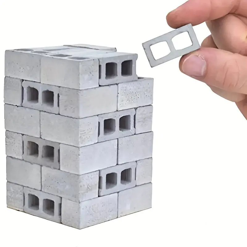 50pcs Mini Concrete Cinder Blocks, Miniature DIY Fake Bricks for Dollhouse Accessories, Miniature Model Buildings, Figurine Landscaping, Garden, and Kitchen Landscaping