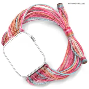 Boho Watch Bands Wrist Straps for Apple Watch, Handmade Friendship Bracelet String Art, Fits 40-46mm Sizes, Ideal for Iwatch Series Se/10/9/8/7/6/5/4/3/2/1
