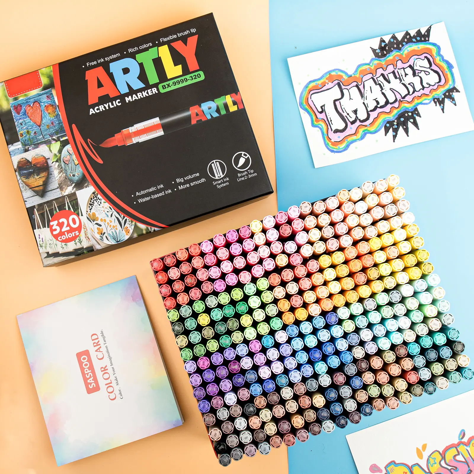 320 Color Liquid Acrylic Marker Set, Acrylic Paint Markers, Vibrant Colors, Smart Ink Control, Durable and Multifunctional, Perfect for DIY Projects, Art Supplies, Gifts