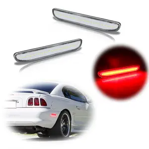 2PCS Clear Rear LED Red Side Marker lamps Lights Reflectors For 1994 1995 1996 1997 1998 Ford Mustang,Replace OEM F4ZZ-13A565-B, F4ZZ 13A565 B, F4ZZ13A565B