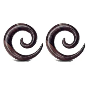 Pair Wood Spirals Tapers Ear Plugs Tunnels Gauges 8g 4g 2g 0g 00g 1/2 9/16 5/8