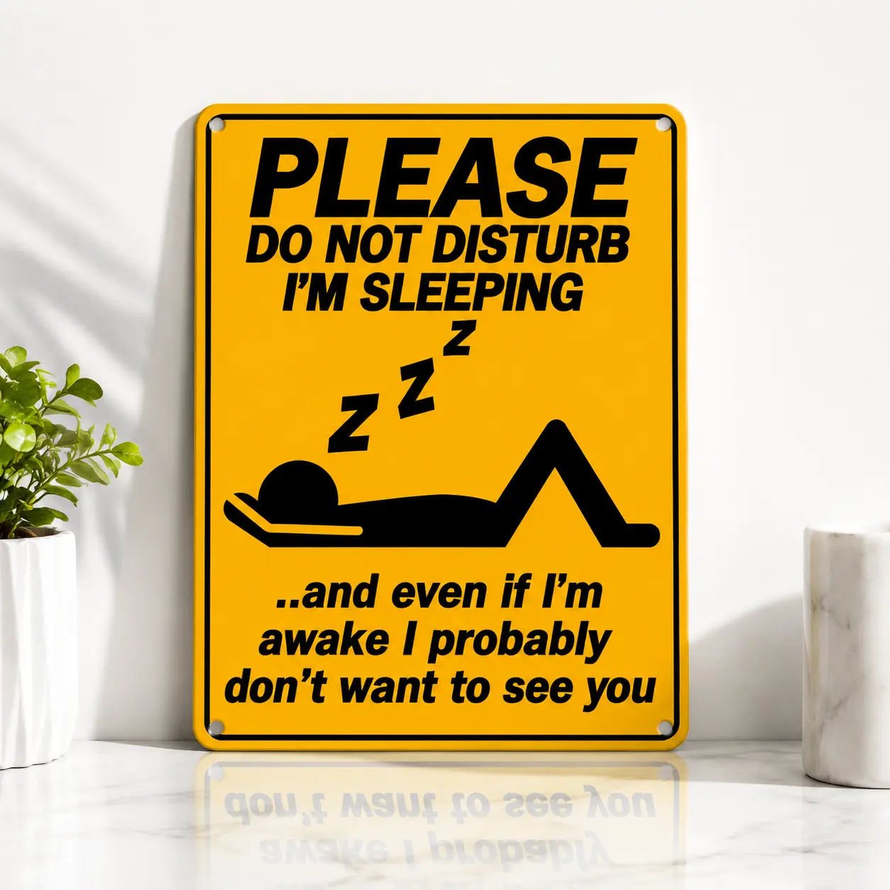 Funny Do Not Disturb I'm Sleeping Metal Sign, Vintage Bedroom Wall Decor, Sarcastic Door Sign for Home Room, Dorm, Man Cave, Funny Gift for Sleep Lovers, 8x12 Inch