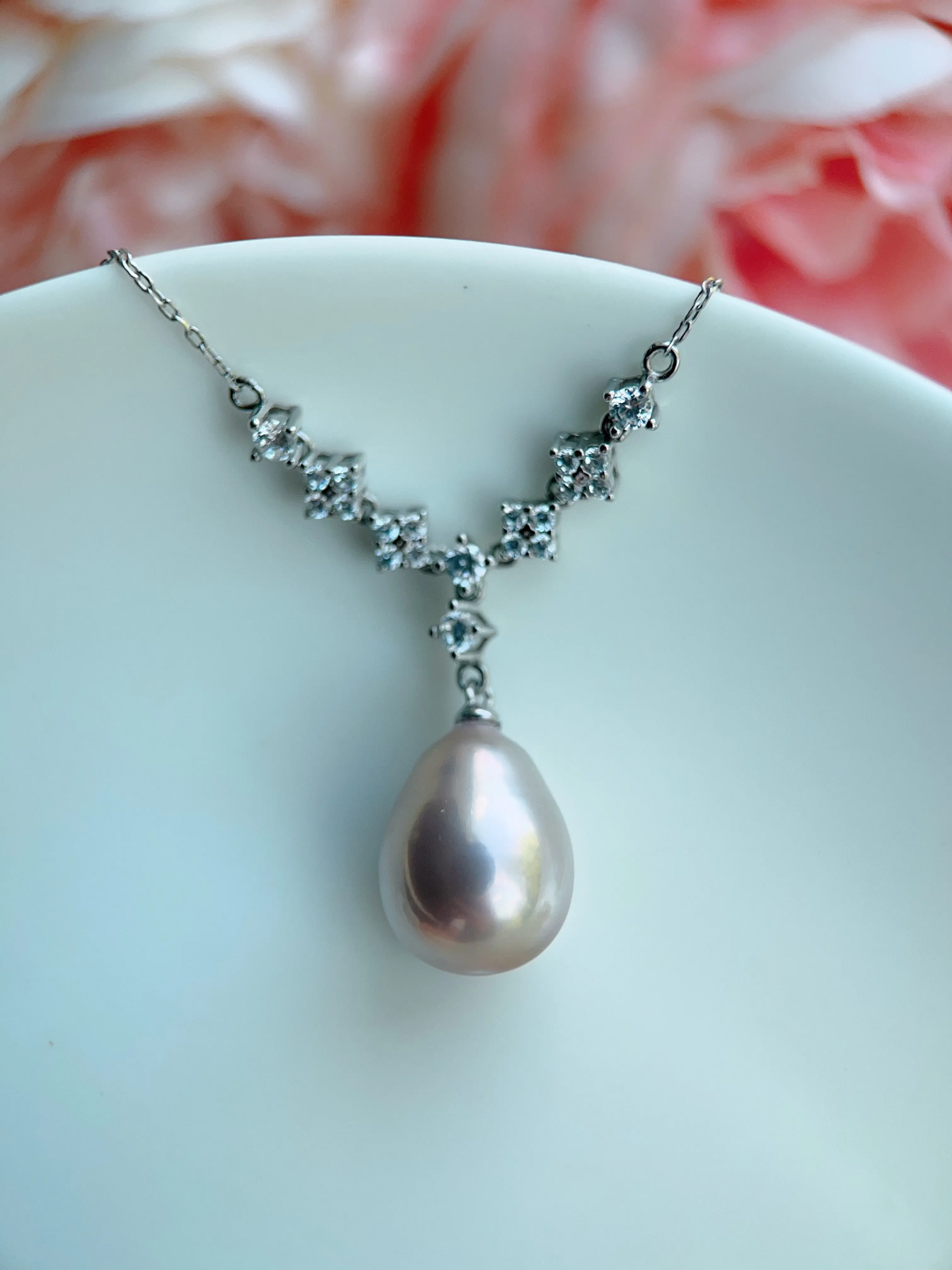 PISWENCY Genuine Baroque Pearl Pendant Necklace, Large Teardrop Freshwater Pearl Pendant, 925 Sterling Silver Chain Jewelry, Gift for Her