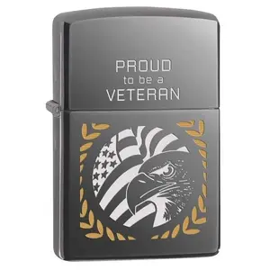 Zippo Lighter - Proud To Be A Veteran Black Ice