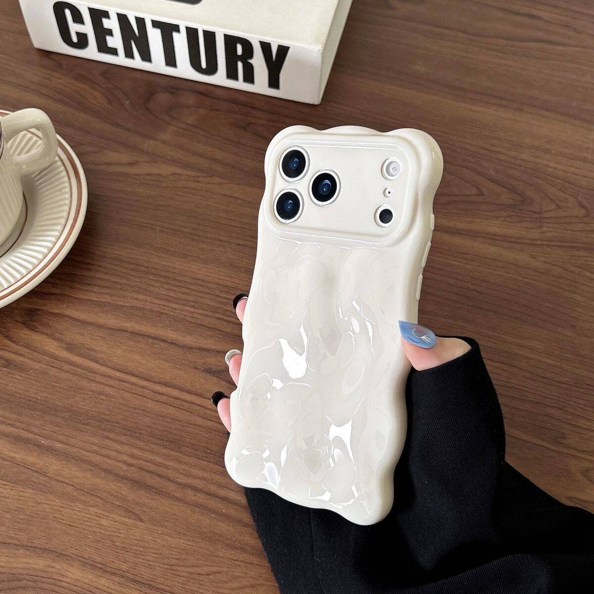 3D Water Ripple Phone Case, Cute Silver Wave Aesthetic Cover, Glossy Soft Shockproof Protective Case, Unique 3D Textured Shell Design, Fashion Pretty Phone Cover for Women Girls, Perfect Gift for Her, Compatible with iPhone 17 16 15 14 13 Pro Max Plus Air