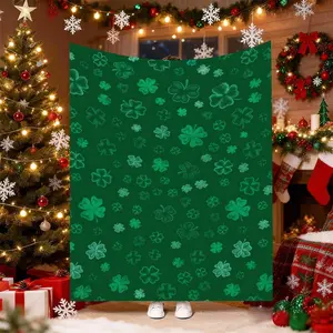 FourLeaf Clover Blanket Suitable for St Patrick's Day Gift - Soft Flannel Bedspread with Retro Ultrasound Printing, Green Four- Clover Pattern, - Cozy Throw for, Room, or Irish-Themed Decor