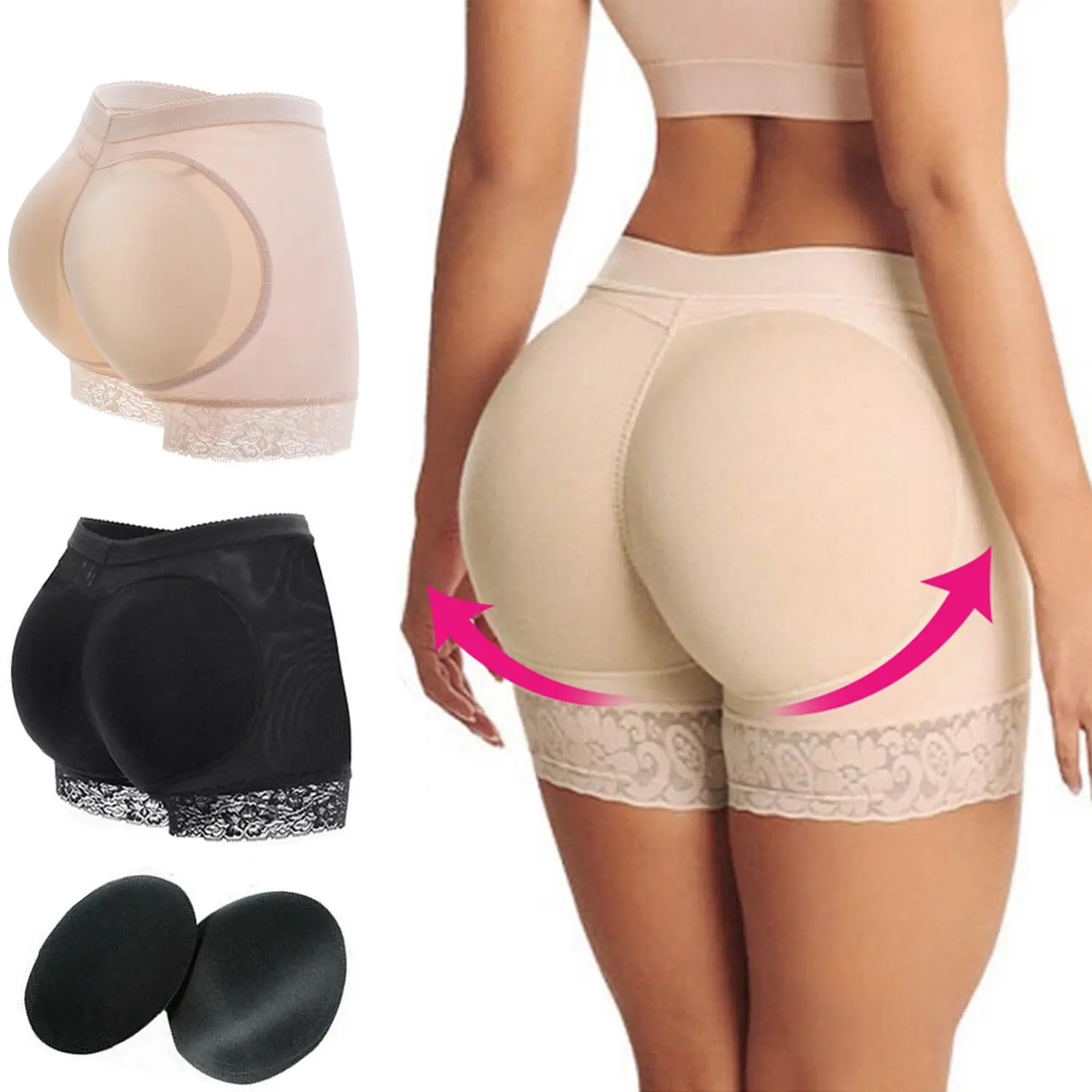 Women's Minimalist Basic Casual Buttock-Padded Hip-Lifting Shapewear Boyshorts Underwear, Shapewear for Women - All-Season Wear