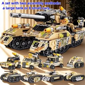350+ Pcs Military Tank Building Blocks Set, 8-In-1 Assembly Toy, Educational Gift for Adults & Kids, Creative Puzzle Game, Building Block Sets, Building Blocks Model