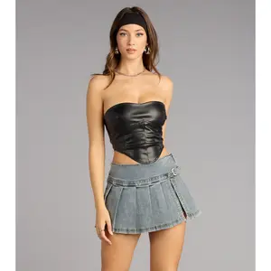 Street Siren Faux Leather Crop Top
