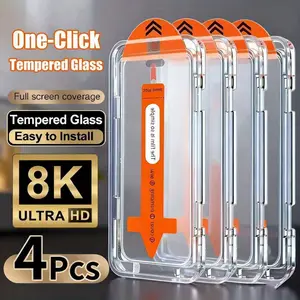 4pcs High-Definition Screen Protectors, Cover, Tempered Glass Compatible With iPhone 17 Pro Max 16 Pro Max 17 16 15 14 13 12 11 Plus Mini X/XS/XR/XS Max/7/8 9H+, Automatic Dust Elimination, Anti-Scratch, Case Friendly