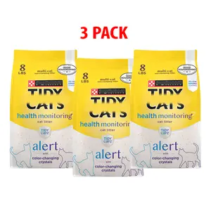 3 Pack Cat Monitoring Crystal Litter 8 lbs, Unscented Non-Clumping Formula, Silica Crystals, Low Dust, Odor Control
