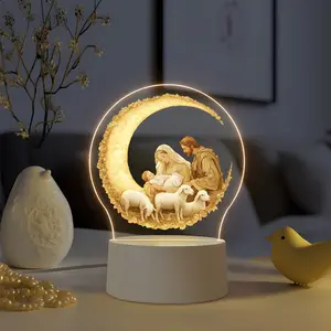 Christian Religious Night Light, USB Powered LED Table Lamp, Joseph Mary Jesus, Warm Glow, Christian Imagery, Spiritual Decor, Home Church Prayer Room Bedroom Decor, Religious Decorations