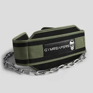 Gymreapers Dip Belt - Ranger Green, Heavy-duty Steel Chain, Contoured Design, Back Support, Fitness Equipment for Bodyweight Exercises
