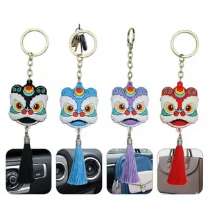 Traditional Lion Keychain, Cute Plush Car Ornament, Soft Zodiac Animal Bag Charm, Personalized Lunar New Year Gift, Exquisite Lion Dance Accessory, Lucky Car Decoration, Festival Keyring Decor