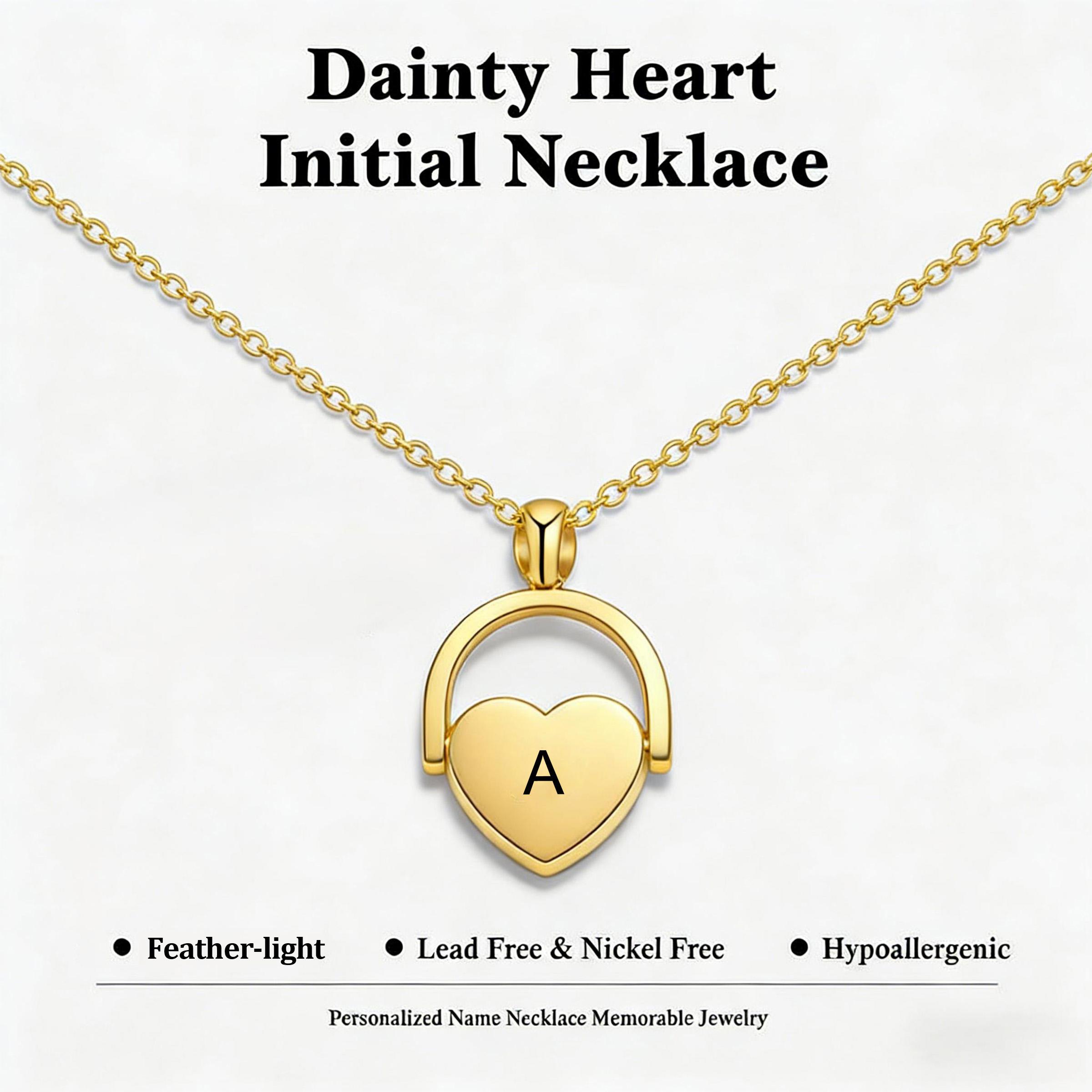 Tiny Initial Necklaces for Women Golden Heart Letter A-Z Necklace Dainty Heart Name Necklace Personalized Initial Tag Pendant Birthday Gifts Anniversary Gifts Jewelry for Women Girls Valentine's Day Gift....