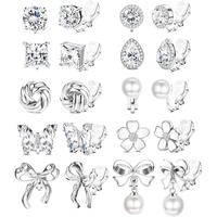 Silver Tone 10 Pairs Earrings Set