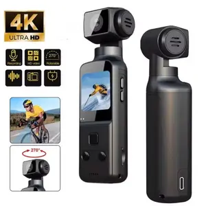 4K Action Camera with 1.33" CMOS Sensor, 270° Manual Rotation, Stabilization Function, External Microphone Support, USB Rechargeable, Portable Vlogging & Live Streaming Camera, Compact Design for Travel, Sports & Outdoor Use, Black Edition