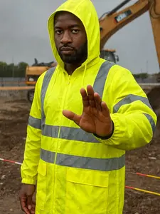 Reflective Waterproof Safety Work Jacket, High Visibility Outdoor Construction, Road Maintenance, Logistics, Windproof Rainproof Durable Coat, Construction Gear