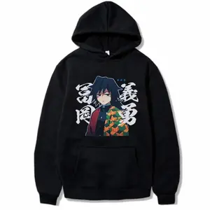 Japan Anime Demon Slayer Tomioka Giyuu Graphic Print Hooded Plus Size Hoodie Men Women Sweatshirts Long Sleeve Unisex Streetwear U9N Casual Crewneck