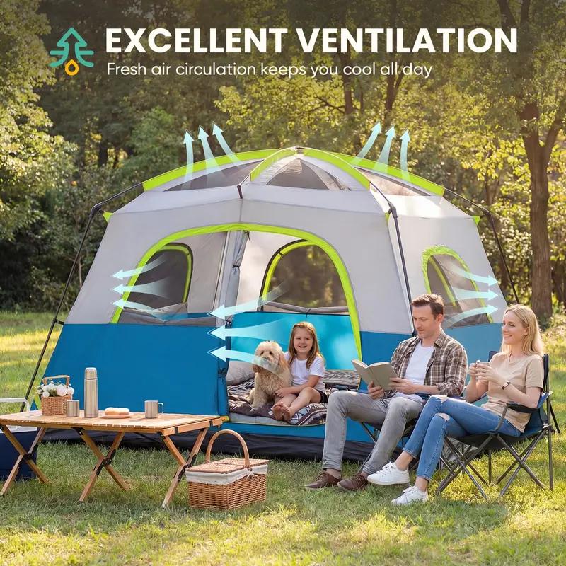 6 Person Dome Camping Tent 121 Inch, Waterproof & Windproof Family Tent with Mesh Windows & Skylight, Easy Setup Portable Tent for Camping, Hiking & Outdoor Trips