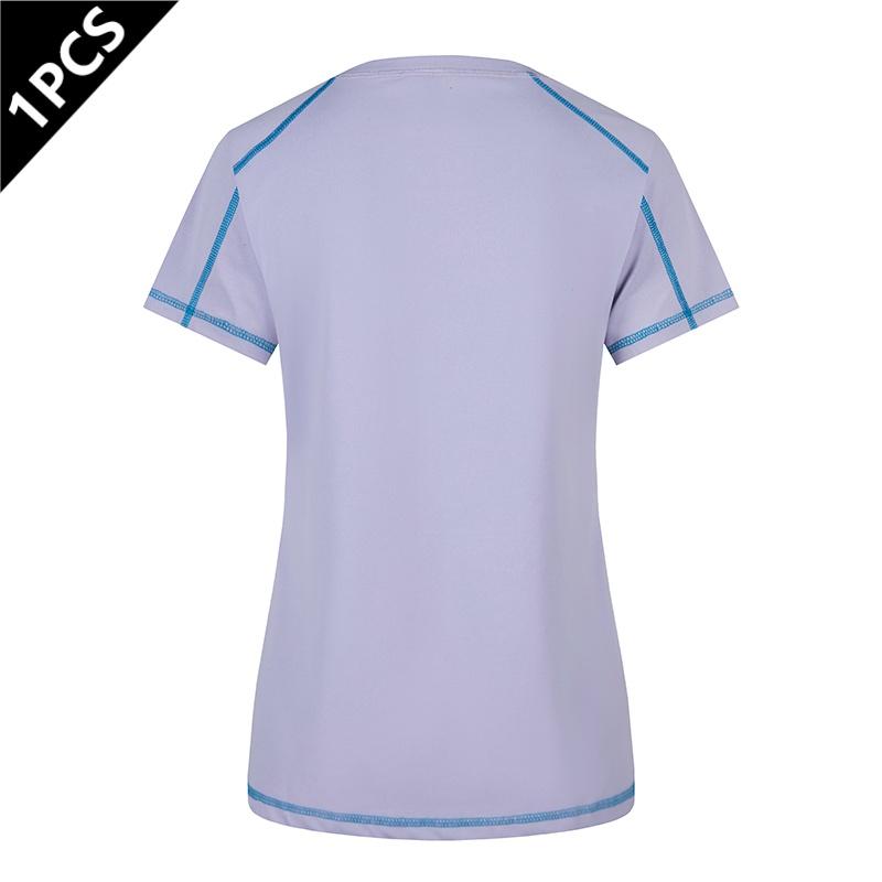 Targeted development five-pack summer women’s quick-dry sports T-shirts featuring contrasting quick-dry designs, short sleeves, elastic breathable fabric, crew neck—ideal for jogging, workouts, fitness, and yoga.