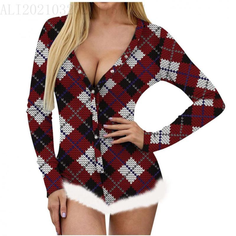 Women's One-Piece Pyjamas - Seasonal Style Onesie Cute Pyjamas Christmas Print Onesie