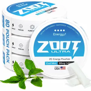 ZOOT Ultra Focus & Energy Pouches - Sugar-Free Cool Mint Nootropic Focus Supplement with Clean Caffeine, Blended Vitamins and Minerals (20 Pouches)