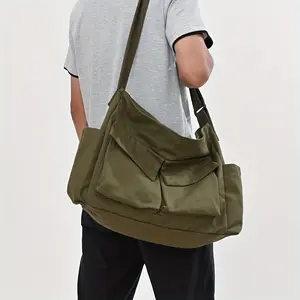 Men's Vintage Messenger Bag, Casual Travel Crossbody Bag, Multi Pocket Shoulder Bag