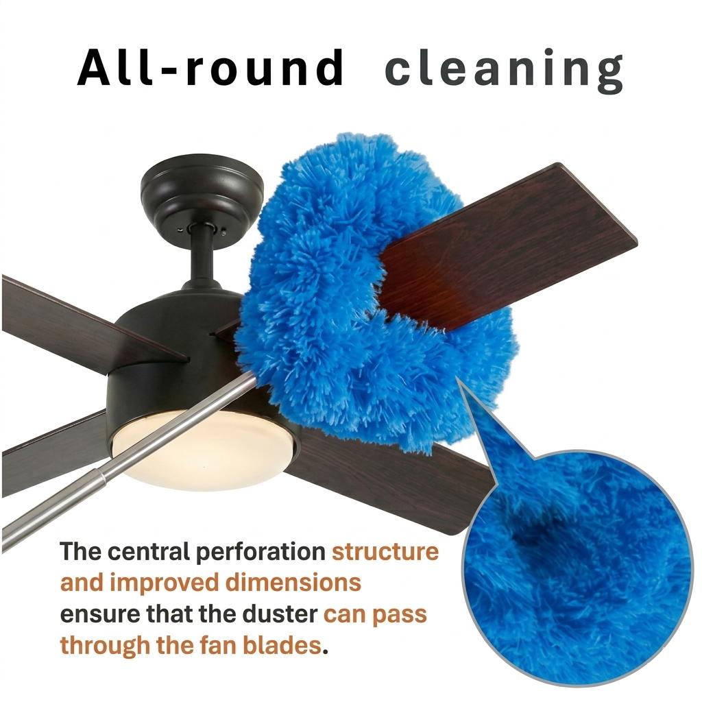 Extendable ceiling fan cleaning duster, washable and reusable cleaning tool microfiber duster, 13 to 31 inch fan blade cleaner, cleaning set with handle brush,for cleaning walls, bookshelves, doors and windows tops Orange Suit Lightweight Tool