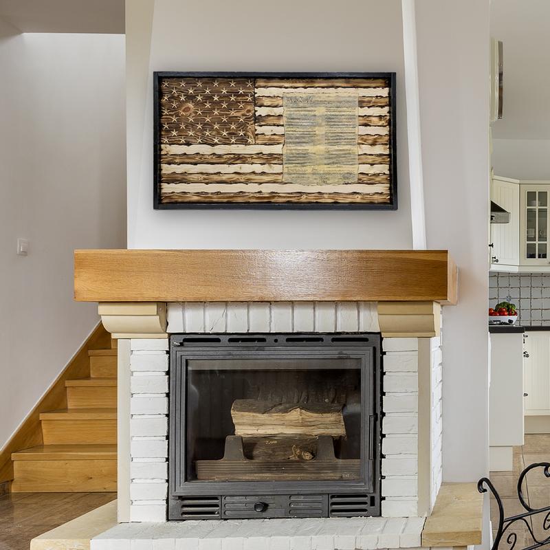 Battle Worn US Constitution Carved Wood Flag Burned and Natural