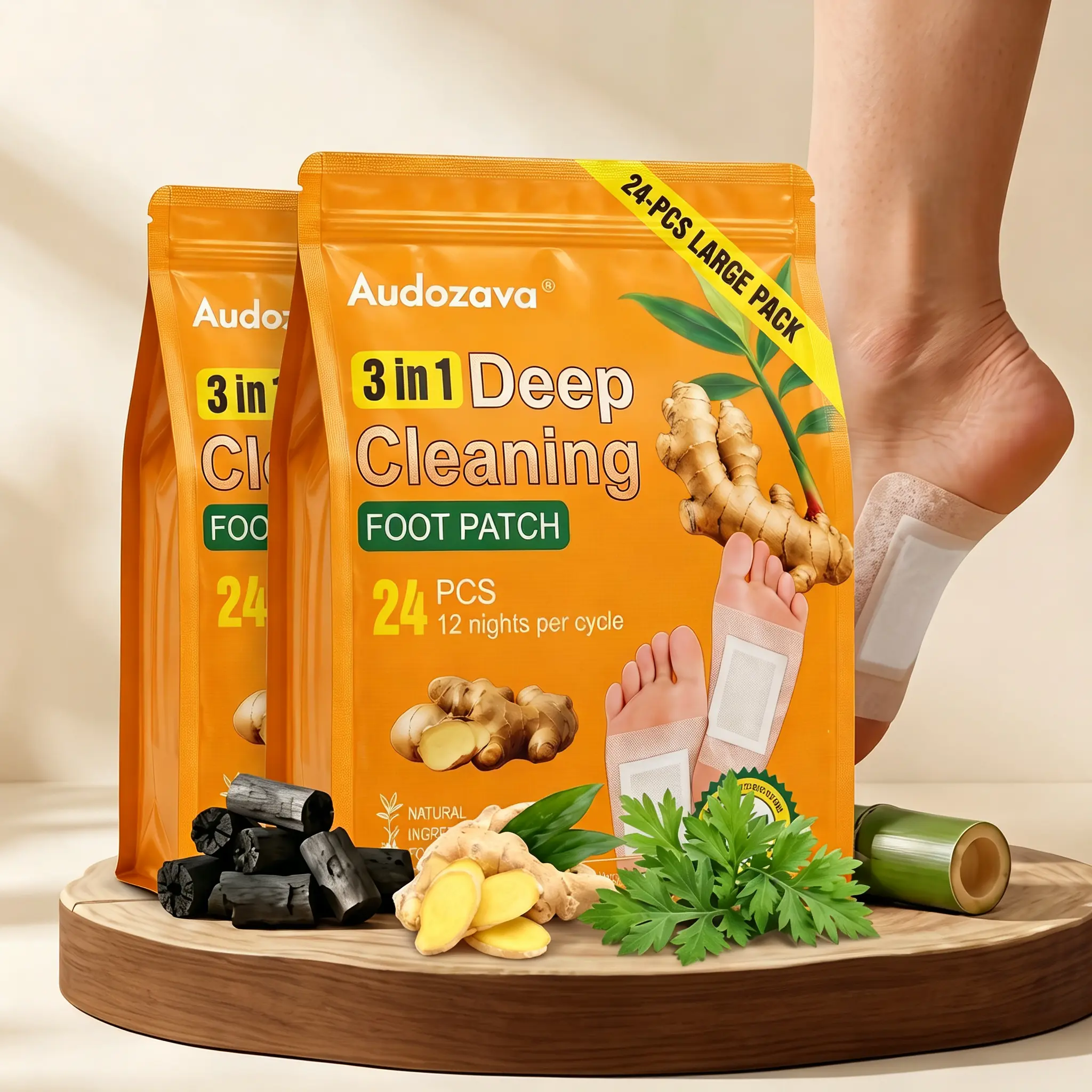 Turmeric & Bamboo Charcoal Foot Mask, Overnight Foot Care Patches for Soft & Smooth Feet, Easy Nighttime Foot Care Routine for Men and Women