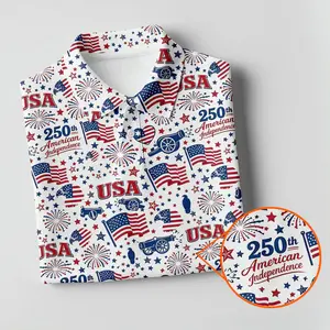 250th American Independence Red White Blue Golf Tops Polo