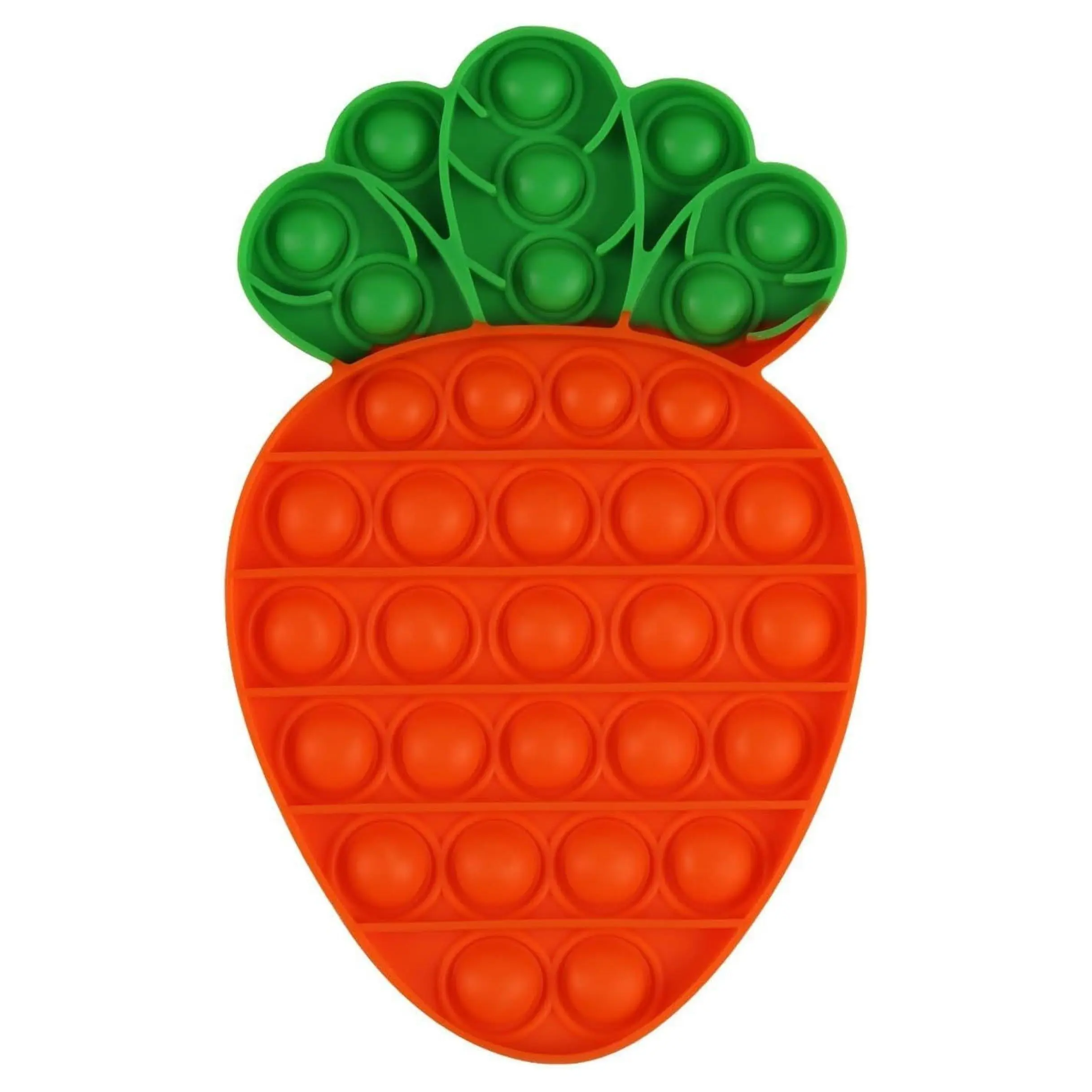 Silicone Carrot Push Pop Fidget Toy - Unisex Fidgeting Sensory Popper for Kids, Stress Relief, Autism Educational Toy, Party Favor & Present Idea (1 Pcs)