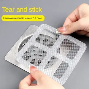 40-Piece Pack of Disposable Shower Drain Hair Catch Stickers - Easy-to-Use Plastic Mesh Filter Covers for Bathroom and Kitchen Use