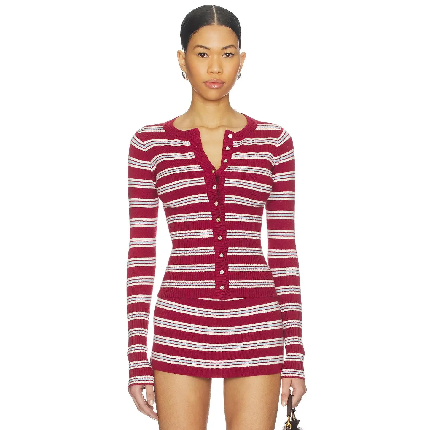 Frankies Bikinis Lenon Cloud Knit Sweater in Collegiate Stripe